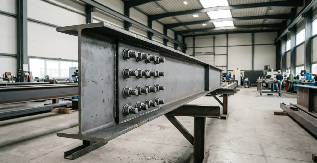 Assemblage boulonné sur structure métallique industrielle avec visserie et outillage de serrage professionnel