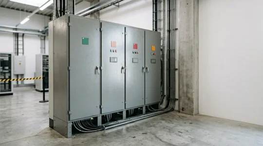 Tableau électrique industriel avec système de surveillance thermique intégré dans un environnement de contrôle