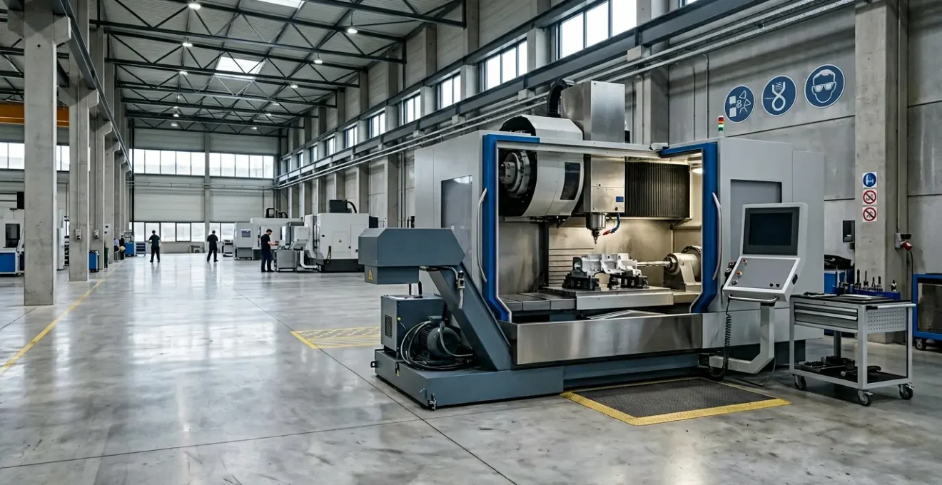 Machine industrielle moderne dans un atelier de production français