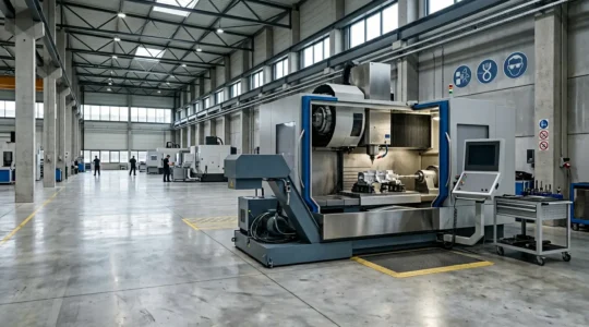 Machine industrielle moderne dans un atelier de production français