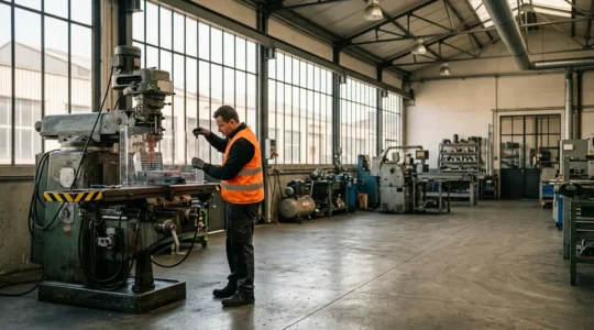 Mise aux normes d'une machine industrielle ancienne dans un atelier de production moderne en France