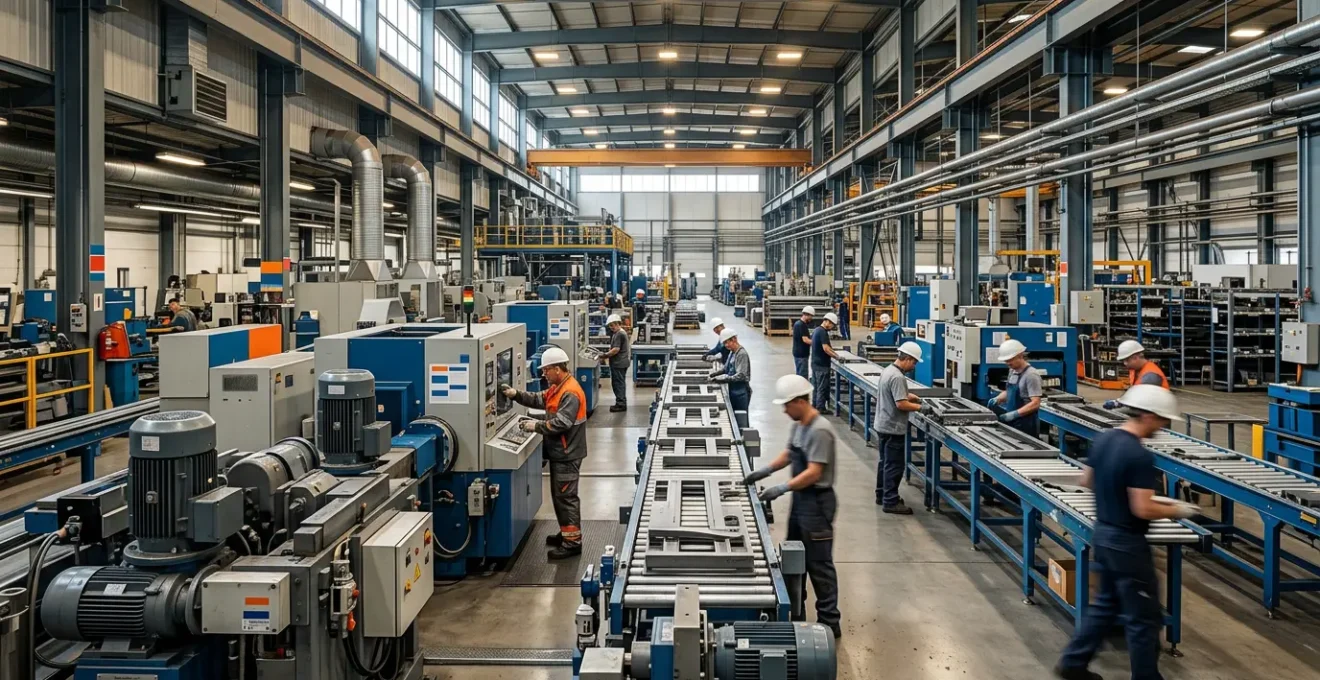 Environnement industriel moderne avec équipements certifiés ATEX en fonctionnement sans interruption de la production