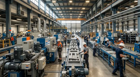 Environnement industriel moderne avec équipements certifiés ATEX en fonctionnement sans interruption de la production