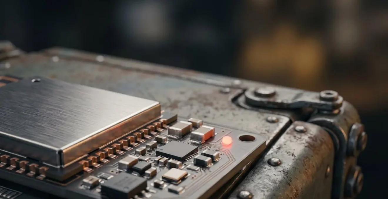 Capteur IoT moderne installé sur une machine industrielle pour la collecte de données