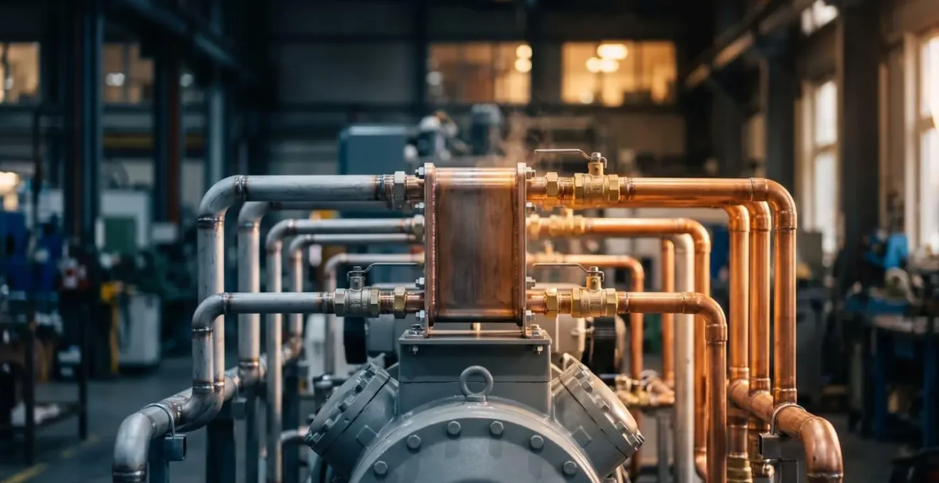Système d'échangeur thermique installé sur un compresseur industriel pour récupération de chaleur