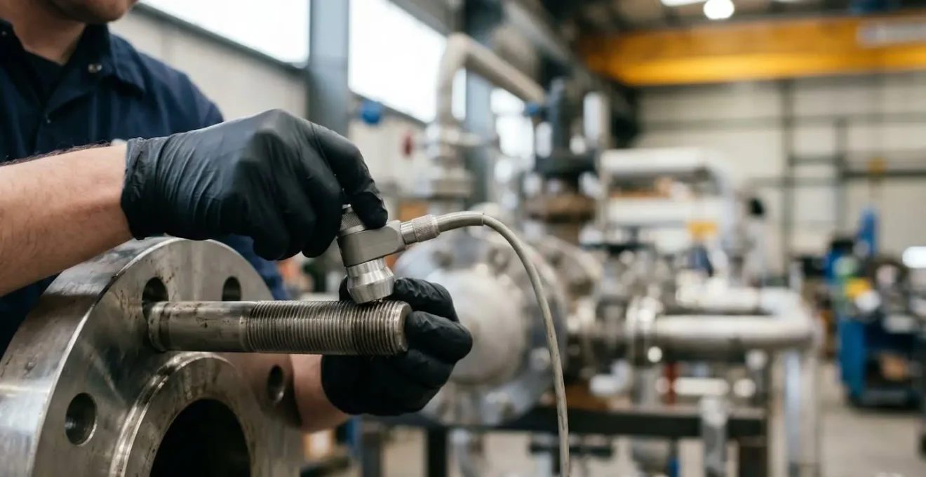 Contrôle non destructif par ultrasons d'un assemblage boulonné de bride industrielle