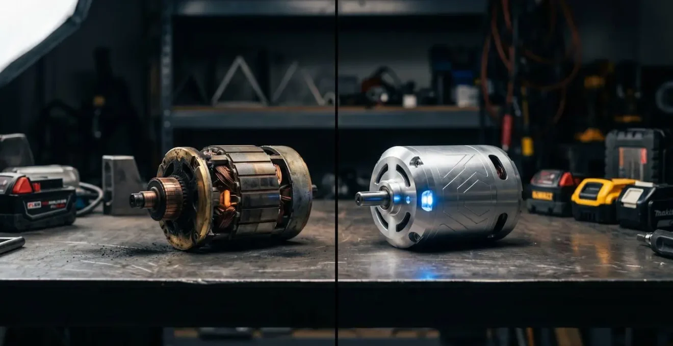 Comparaison visuelle entre circuit moteur à charbons et brushless