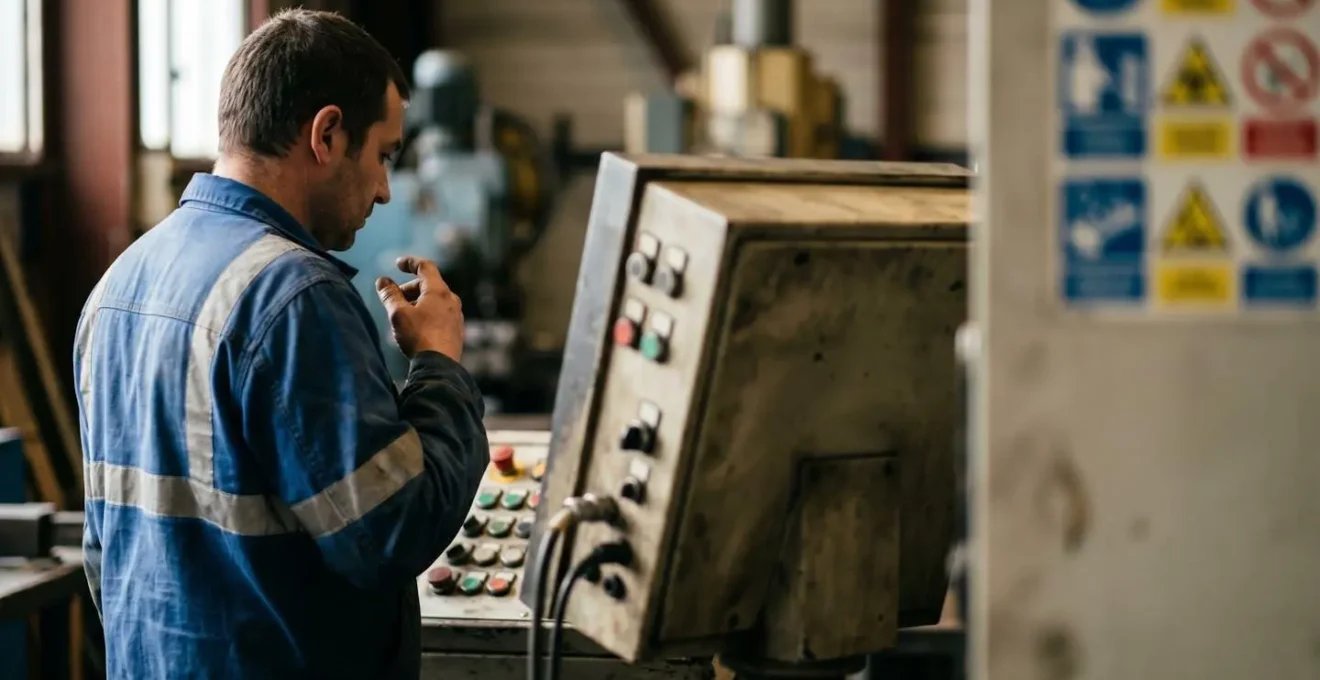 Opérateur observant un système de contrôle moderne dans un environnement industriel français