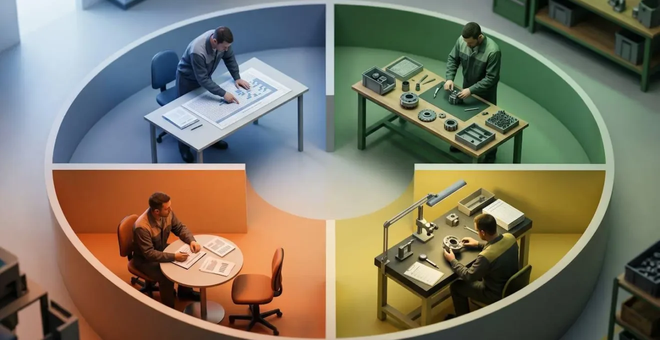 Représentation visuelle du cycle PDCA amélioration continue dans contexte industriel
